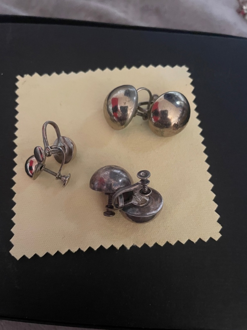 Vintage Silver-Tone Screwback Earrings Set